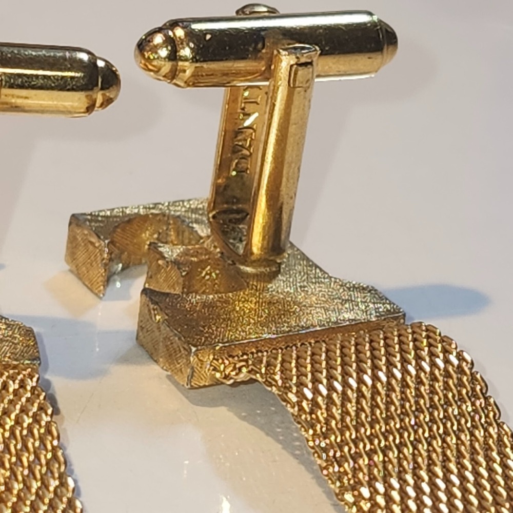 Vintage Dante Letter "E" Signed Gold Tone Cuff Links - Picture 7 of 10